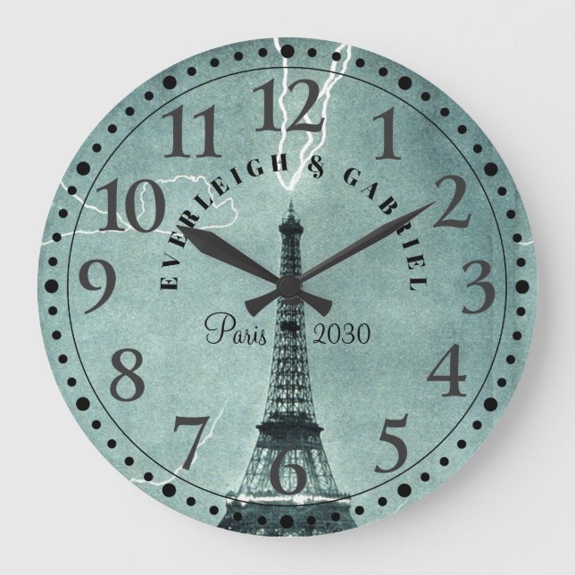 Reloj Redondo Grande Personalized Paris Eiffel Tower Large Clock (Anverso)