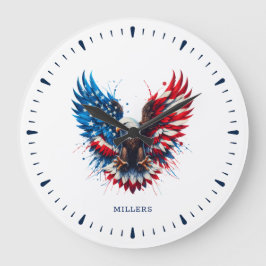 Reloj Redondo Grande Personalized Patriotic Colors America Bold Eagle