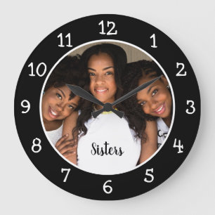 Reloj Redondo Grande Personalized Photo Black and White