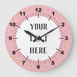 Reloj Redondo Grande Personalized Pink & Gold Dots