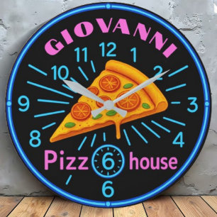 Reloj Redondo Grande Personalized pizzeria neon custom pizza house