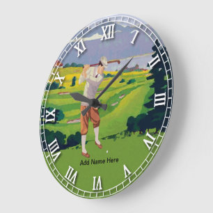 Reloj Redondo Grande Personalized Vintage Style Highlands Golfing Scene