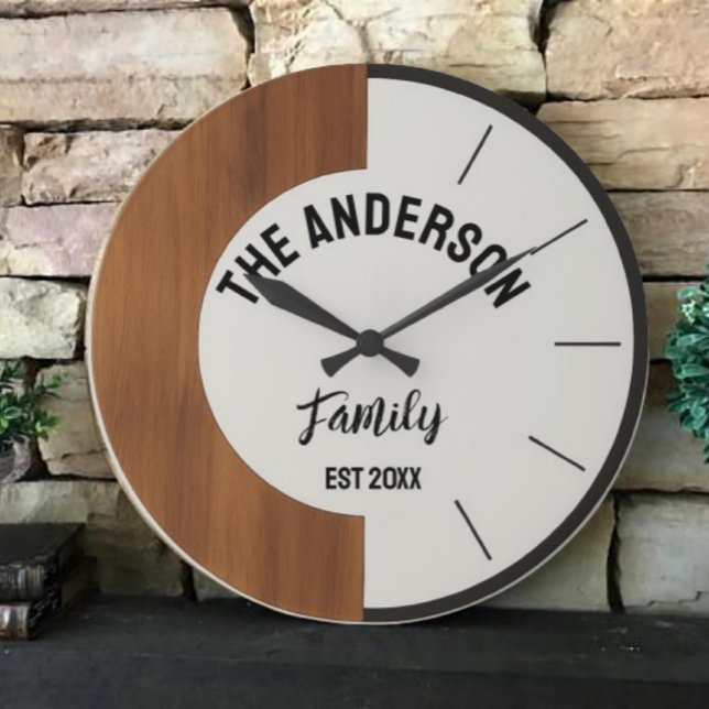 Reloj Redondo Grande Personalized Wood warmth and charm Family Name  (Subido por el creador)