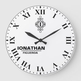Reloj Redondo Grande Person's black and white Monogrammed Initial