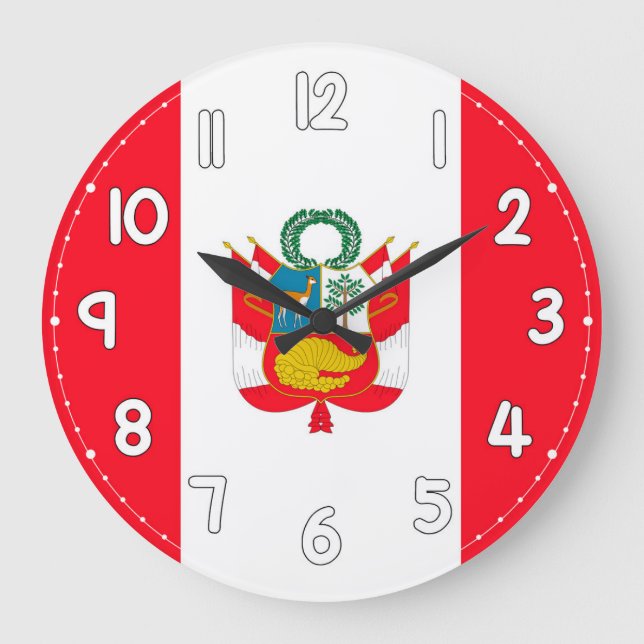 Reloj Redondo Grande Peru Flag Wall Clock – Patriotic home Decor (Anverso)