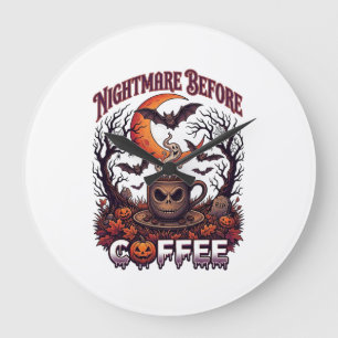 Reloj Redondo Grande Pesadilla antes de Halloween Café Cráneo Taza Fant