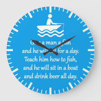 Reloj Redondo Grande Pesca y cerveza - Frase sarcástica Zen