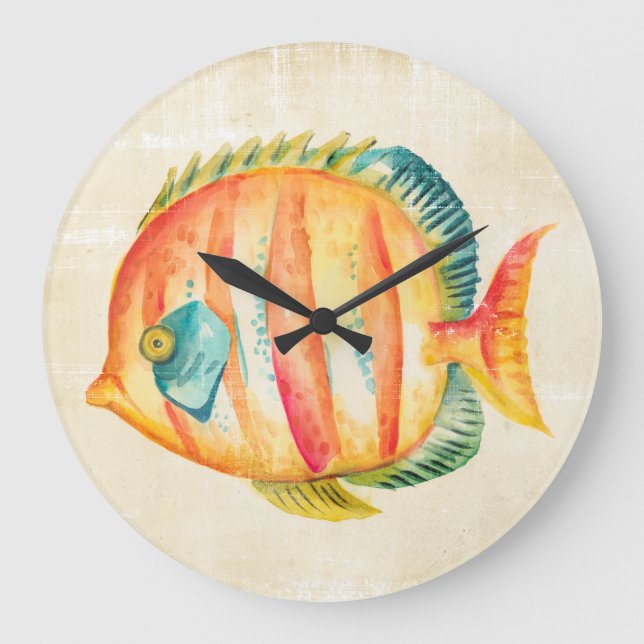 Reloj Redondo Grande Pescado colorido acuario (Anverso)