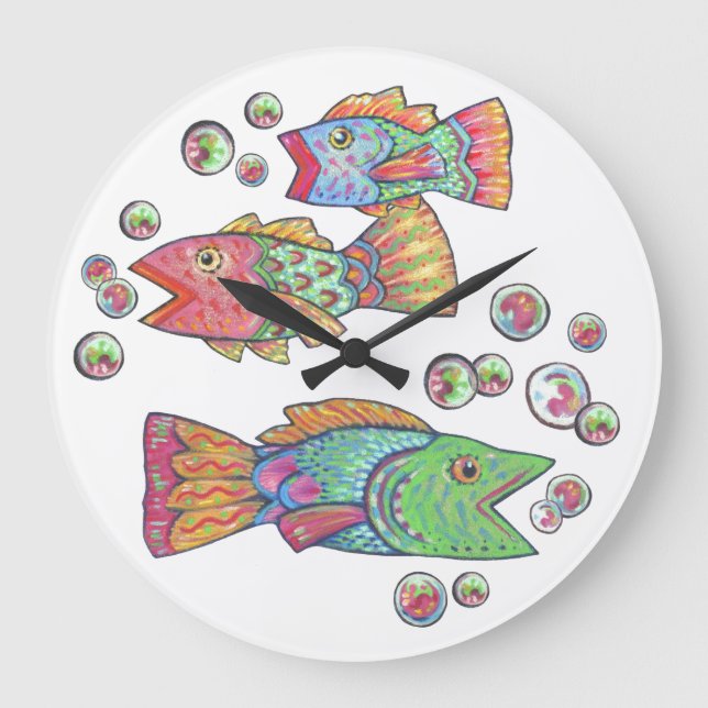 Reloj Redondo Grande Pescado de canto (Anverso)