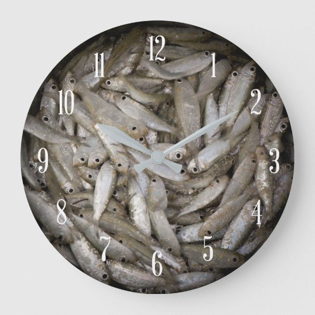 Reloj Redondo Grande Pescado en un cubo de agua (Anverso)