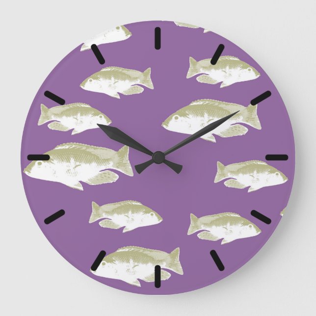Reloj Redondo Grande Pescado morado (Anverso)