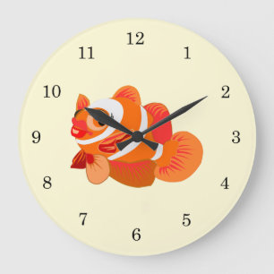 Reloj Redondo Grande Pescado Naranja