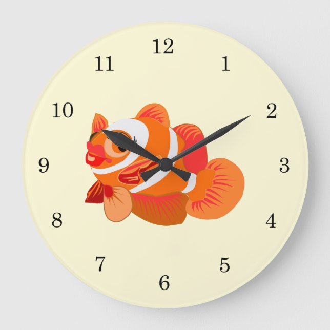 Reloj Redondo Grande Pescado Naranja (Anverso)