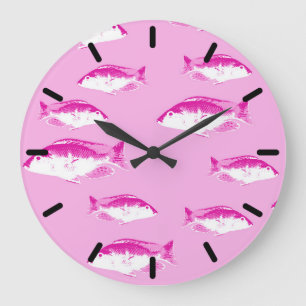 Reloj Redondo Grande Pescado rosa