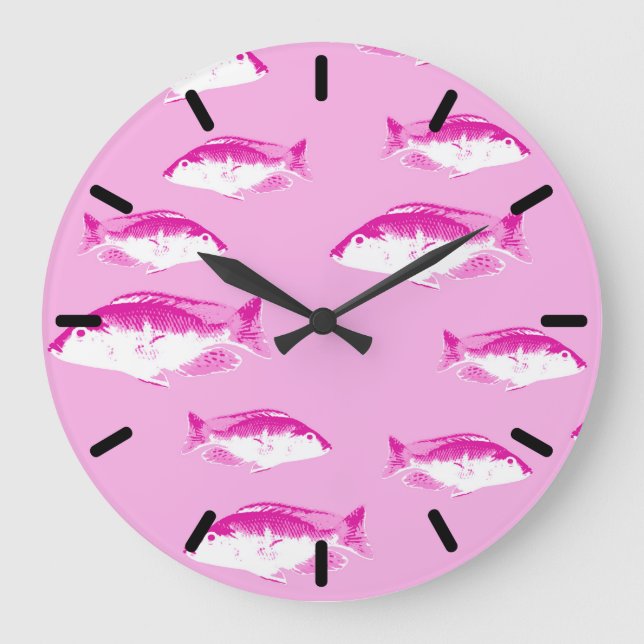 Reloj Redondo Grande Pescado rosa (Anverso)