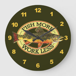 Reloj Redondo Grande Pescador de Brook Trout