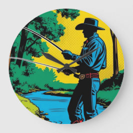 Reloj Redondo Grande Pescador en Riverbank