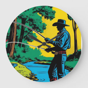 Reloj Redondo Grande Pescador en Riverbank