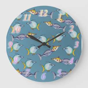 Reloj Redondo Grande Pescados extraños