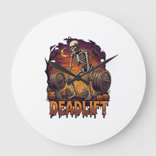 Reloj Redondo Grande Peso muerto Esqueleto Barra Halloween Calabazas Tu