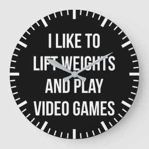 Reloj Redondo Grande Pesos de elevación y juegos de video - entrenamien