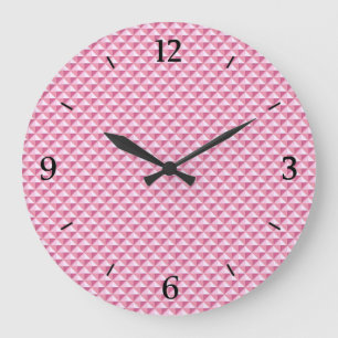 Reloj Redondo Grande Petal rosado, aspecto de esmalte, cuadrícula de cl