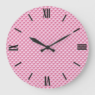 Reloj Redondo Grande Petal rosado, aspecto de esmalte, cuadrícula de cl