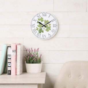 Reloj Redondo Grande Pétalos de hojas verdes