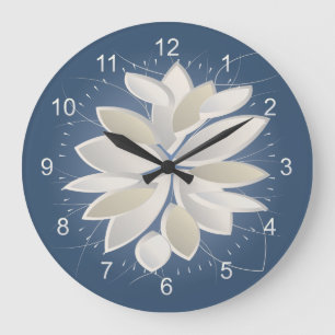 Reloj Redondo Grande pétalos de piedra blanca