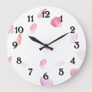 Reloj Redondo Grande Pétalos de Rosa Románticos