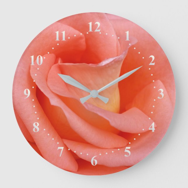 Reloj Redondo Grande pétalos de rosa rosa rosa rosado (Anverso)