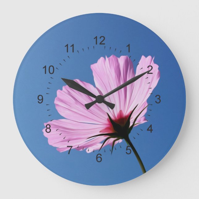 Reloj Redondo Grande Pétalos rosados (Anverso)
