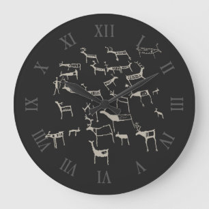 Reloj Redondo Grande Petroglifo Rupestre Caza Antigua de Ciervos Europe