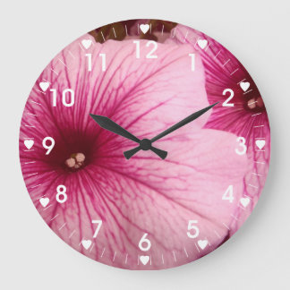 Reloj Redondo Grande Petunias de las rosas fuertes