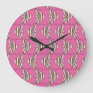 Reloj Redondo Grande Pez ángel rosa