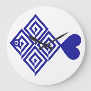 Reloj Redondo Grande Pez azul abstracto