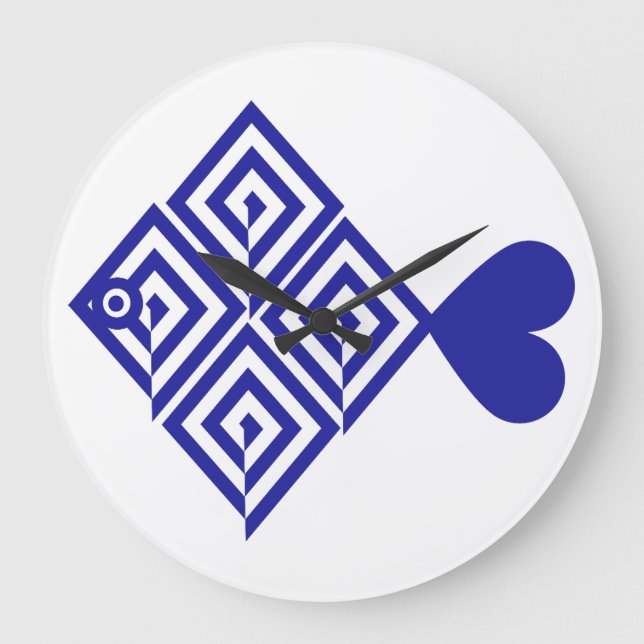 Reloj Redondo Grande Pez azul abstracto (Anverso)