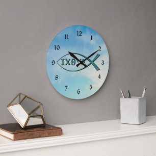 Reloj Redondo Grande Pez cristiano - Pez de Jesús