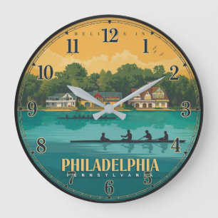 Reloj Redondo Grande Philadelphia Boathouse Row Schuylkill River Rowing