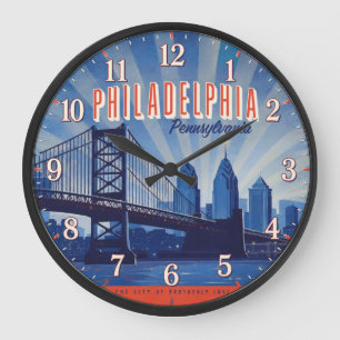 Reloj Redondo Grande Philadelphia Pennsylvania Bridge Philly Skyline