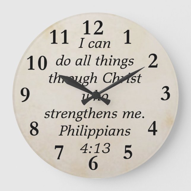 Reloj Redondo Grande philippians 4:13 (Anverso)
