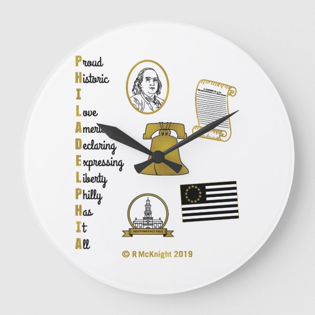 Reloj Redondo Grande Philly Acronym Wall Clock (Anverso)