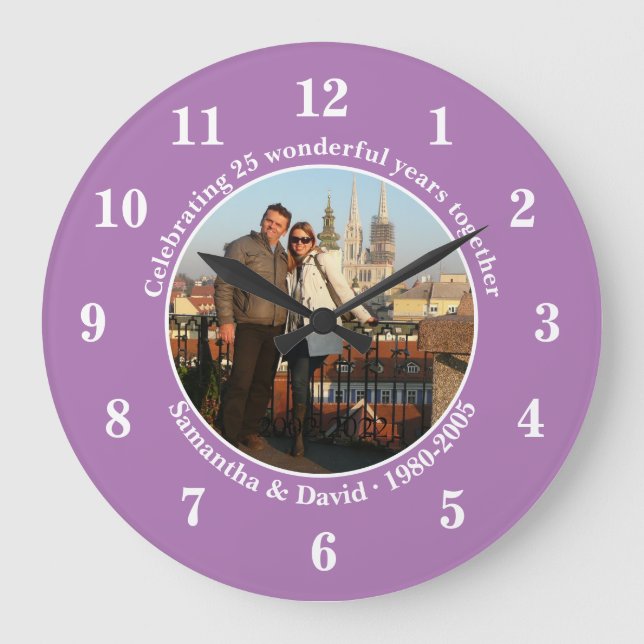 Reloj Redondo Grande Photo Wedding Anniversary  Gift Wall  Large Clock (Anverso)