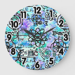 Reloj Redondo Grande Physics and Math Symbols, Geek