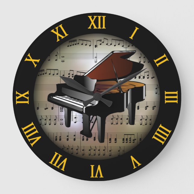 Reloj Redondo Grande Piano ~ Background “The Musical Planet” *~ (Anverso)