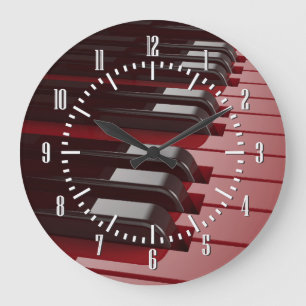 Reloj Redondo Grande Piano Rojo