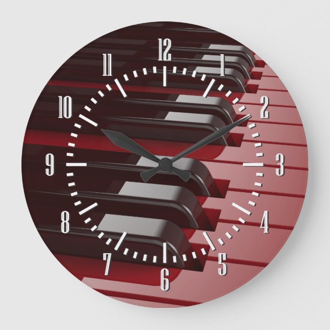Reloj Redondo Grande Piano Rojo (Anverso)