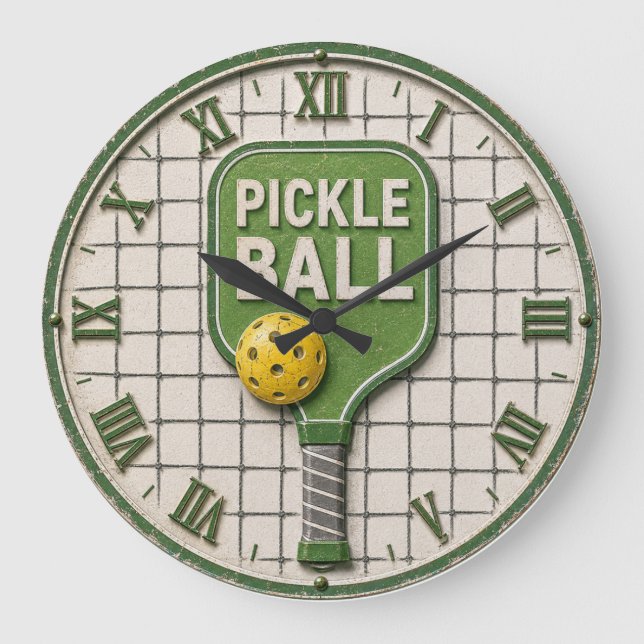 Reloj Redondo Grande Pickle Ball Funny Pickleball Paddle  (Anverso)