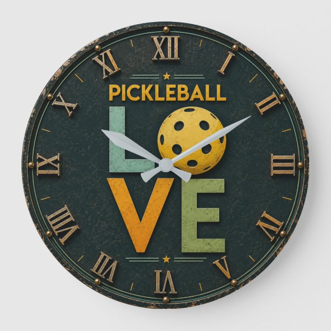 Reloj Redondo Grande Pickleball Love Paddle Ball  (Anverso)