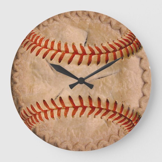 Reloj Redondo Grande Pie de manzana de béisbol (Anverso)